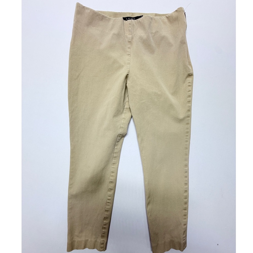 Lauren Ralph Lauren Tan Khaki Side Zip Slim Ankle Pants Size 10